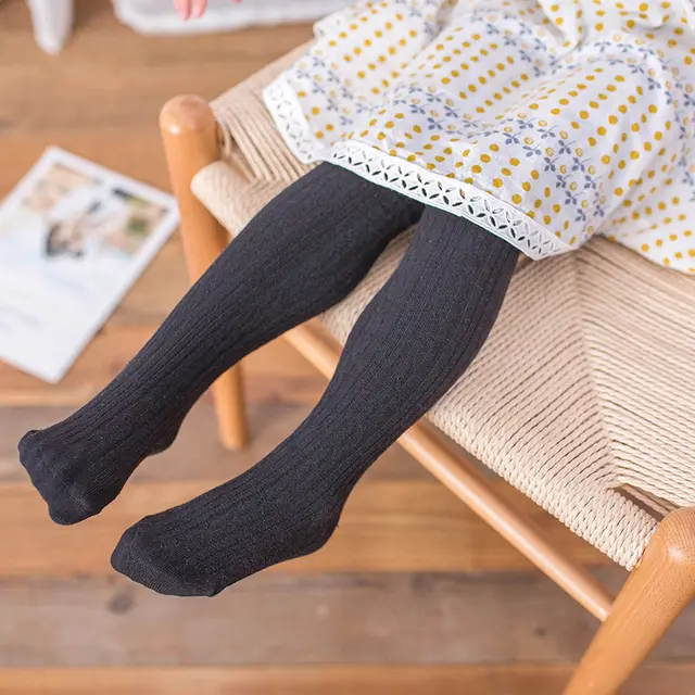Girls' Spring And Autumn Medium Thick Pantyhose Closed Crotch Black - Shop at LoveMi