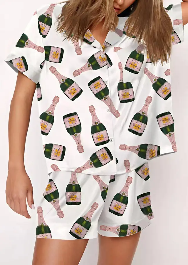 Creative Beer Print Casual Short sleeved Shorts Home Wear Suit Main Picture - Shop at LoveMi