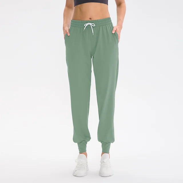 Women's Drawstring Running Sports Casual Slip in Stretch Yoga Trousers Moss Green - Shop at LoveMi