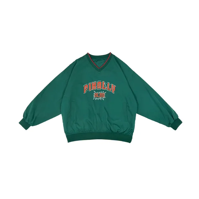 Women's Autumn Street Letter Embroidered V neck Pullover Hoodie Green - Shop at LoveMi