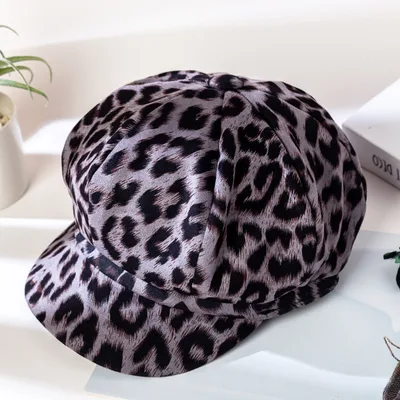 Women's Fashion Personalized Leopard Print Octagonal Hat Leopard - Shop at LoveMi