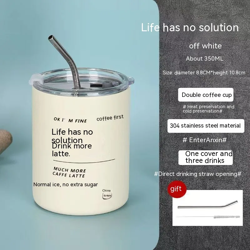 Good-looking Coffee Cup Stainless Steel Cold Insulation Cup Cartoon Cute - American Coffee Cup