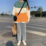 New Striped Sweater For Women - Blue White Orange