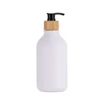 Push Round Shoulder Frosted Lotion Bottle PET Plastic Shampoo Bottle Shower Gel - Matte Bottle Black Bamboo