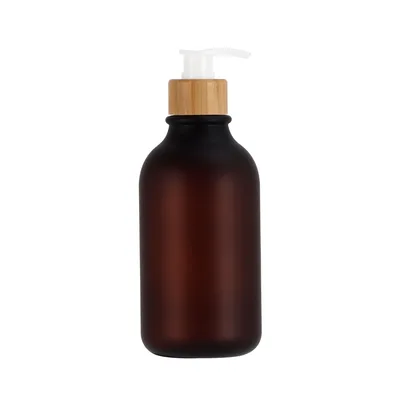 Push Round Shoulder Frosted Lotion Bottle PET Plastic Shampoo Bottle Shower Gel Matte Tea Bottle White Bamboo - Shop at LoveMi