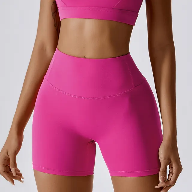Tight Yoga High Waist Hip Lift Sports Shorts Magenta - Shop at LoveMi