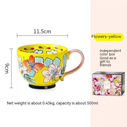 Aomak Ceramic Cup Personalized Hand painted Water Cup Creative Mug Yellow Breakfast Cup - Shop at LoveMi