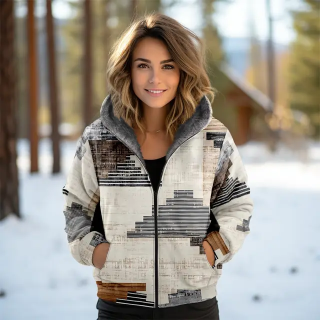 3D Women's Hooded Zipped Cotton padded Jacket B Style - Shop at LoveMi