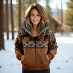 3D Women's Hooded Zipped Cotton-padded Jacket - Type F