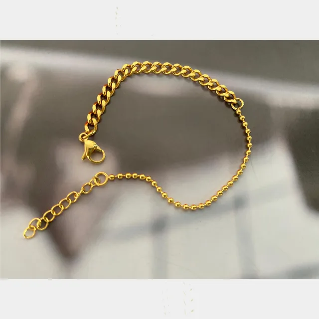 Summer Chain Metal Bead Blogger Accessories Clavicle Overlapping Partner Bracelet Necklace Gold - Shop at LoveMi
