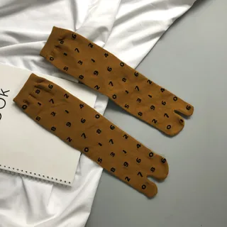 Toe Socks 200-needle Jacquard Combed Cotton For Women - Mustard Number