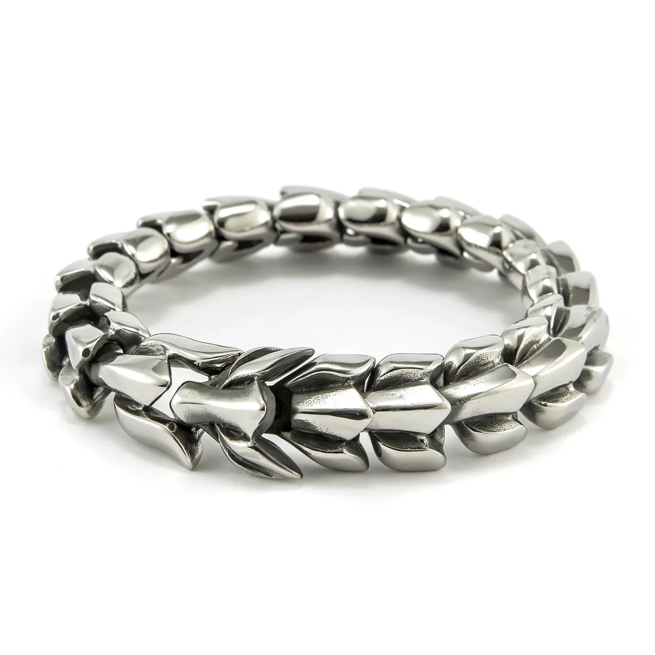 Titanium Steel Men's Stainless Steel Keel Bracelet - Antique Silver 18Cm