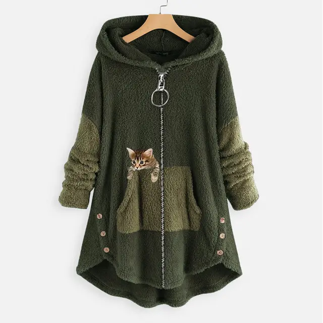 Harajuku Style Autumn Street Female Hooded Loose Sweater Green - Shop at LoveMi