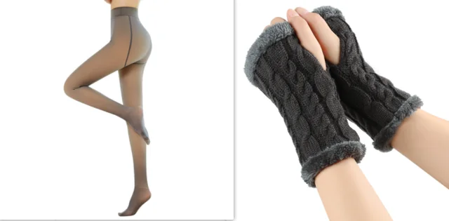 Fleece lined Fluffy Gloves Twist Knitted Finger Leakage Coffee3 - Shop at LoveMi
