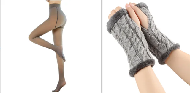 Fleece lined Fluffy Gloves Twist Knitted Finger Leakage Coffee4 - Shop at LoveMi