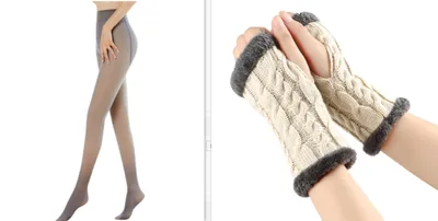 Fleece lined Fluffy Gloves Twist Knitted Finger Leakage Greyset10 - Shop at LoveMi
