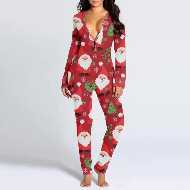 Printed Button Tight Jumpsuit For Women Red - Shop at LoveMi