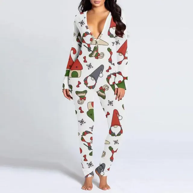 Printed Button Tight Jumpsuit For Women Rouge Color - Shop at LoveMi