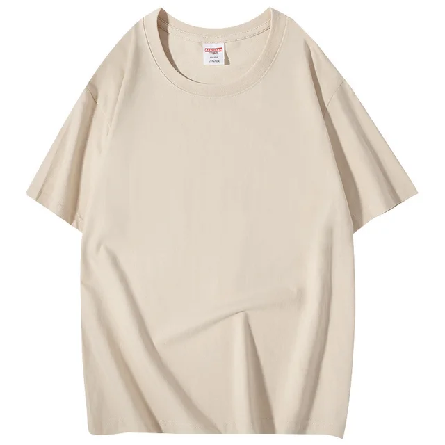 Customized Shoulder Down Pure Cotton T shirt Apricot - Shop at LoveMi