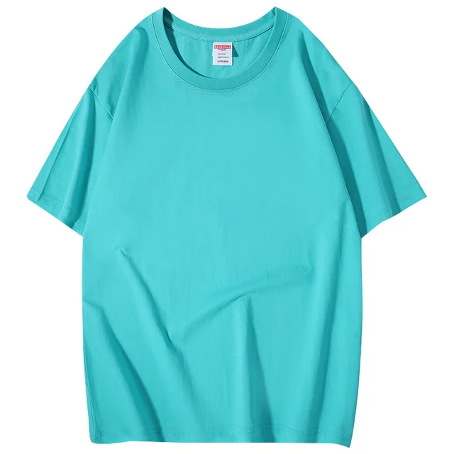 Customized Shoulder Down Pure Cotton T shirt Tiffany Blue - Shop at LoveMi