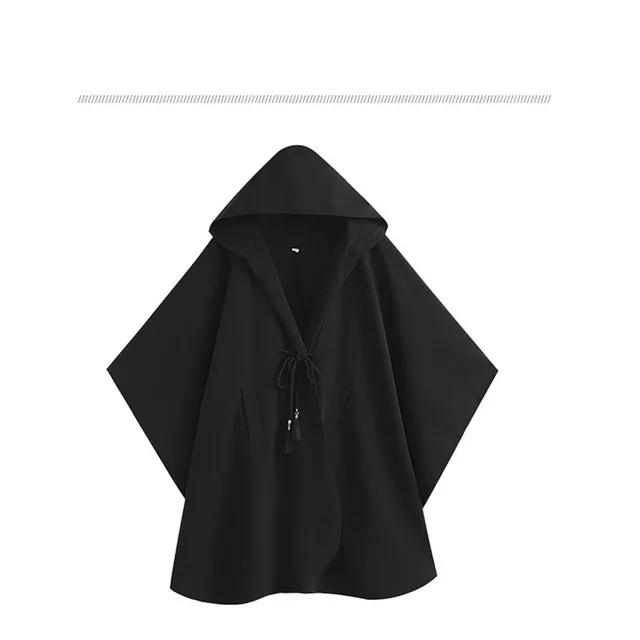 Irregular Design Woolen Coat Long Cape Coat For Women Black 2 - Shop at LoveMi