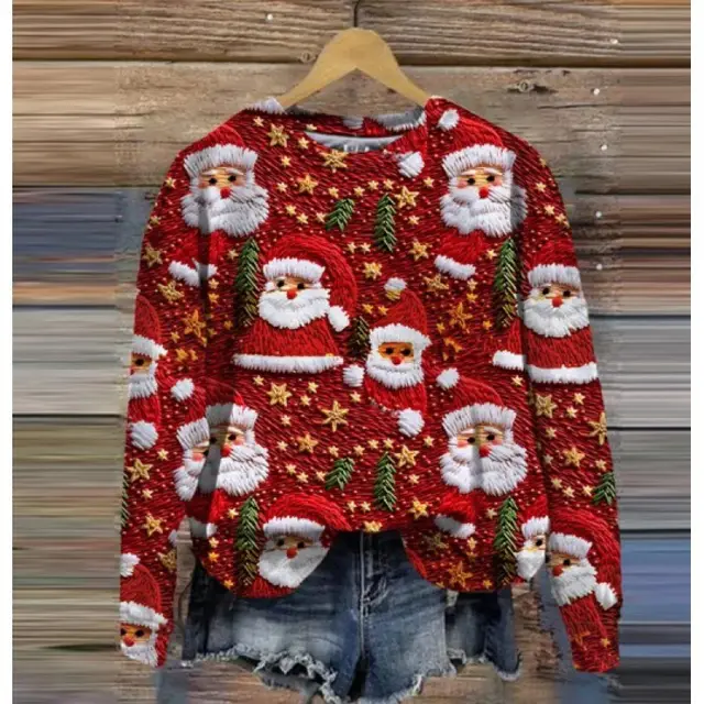 Autumn And Winter Ladies Funny Print Christmas Holiday Casual Sweatshirt W305 - Shop at LoveMi