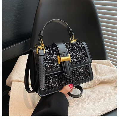 Women's Fashion Casual Sequin Shoulder Bag Black - Shop at LoveMi