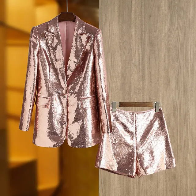 Suit Coat Shorts Fashion Suit Two piece Suit Rose Gold - Shop at LoveMi