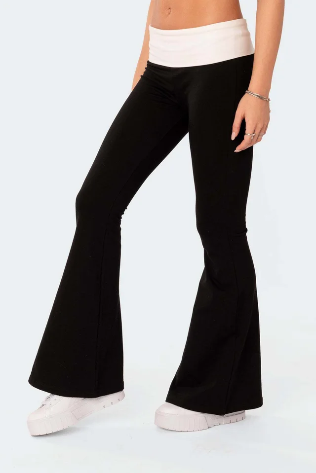 Slim fit Slimming Anti waist Low Waist Bell bottom Pants Black - Shop at LoveMi