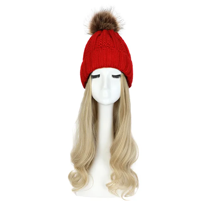 Women's Hat Wig Detachable Woolen Cap Red Cap 22H88 - Shop at LoveMi