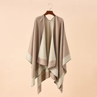 Spring, Autumn And Winter Solid Color Travel Warm Talma - Khaki