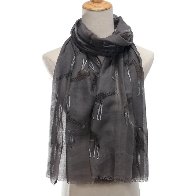 Women's Summer Thin Giraffe Printed Cute Fashion Shawl Dark Gray - Shop at LoveMi