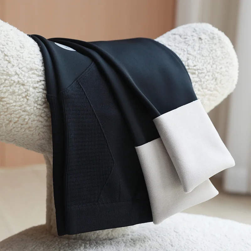 Fleece lined Belly Support Pregnant Women Leggings Cropped Pants Black - Shop at LoveMi