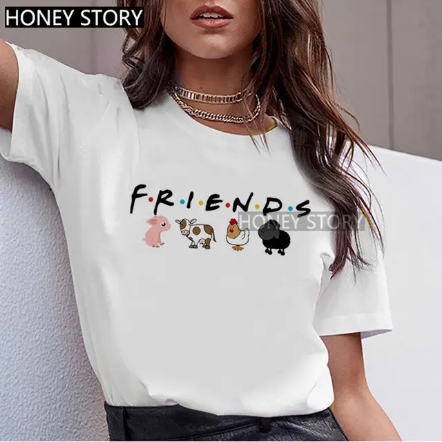 T shirt Animal Cute Pattern Round Neck White Short sleeve Top 13674 - Shop at LoveMi