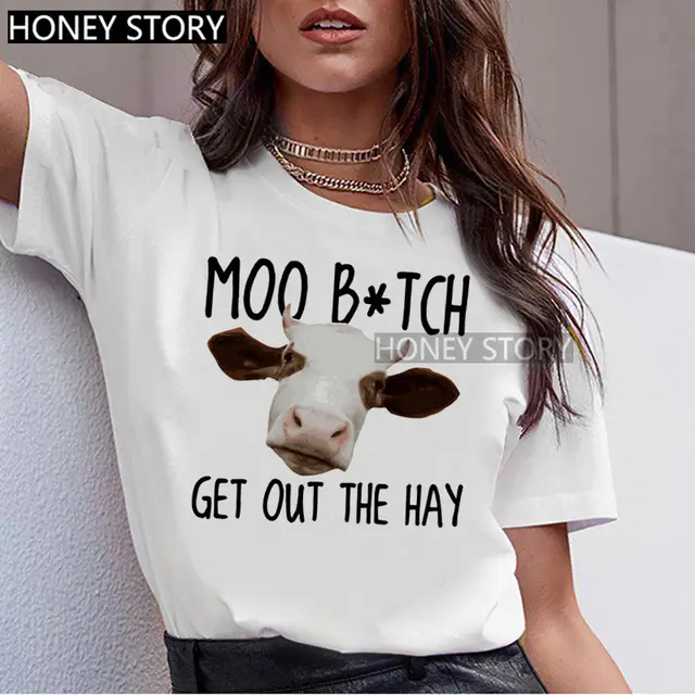 T shirt Animal Cute Pattern Round Neck White Short sleeve Top 24719 - Shop at LoveMi