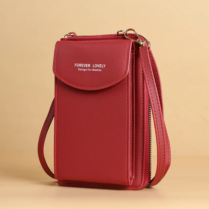Mobile Phone Crossbody Bags Clutch Large Capacity Long Wallet Shoulder Bag Women Red - Shop at LoveMi