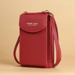 Mobile Phone Crossbody Bags Clutch Large Capacity Long Wallet Shoulder Bag Women - Red