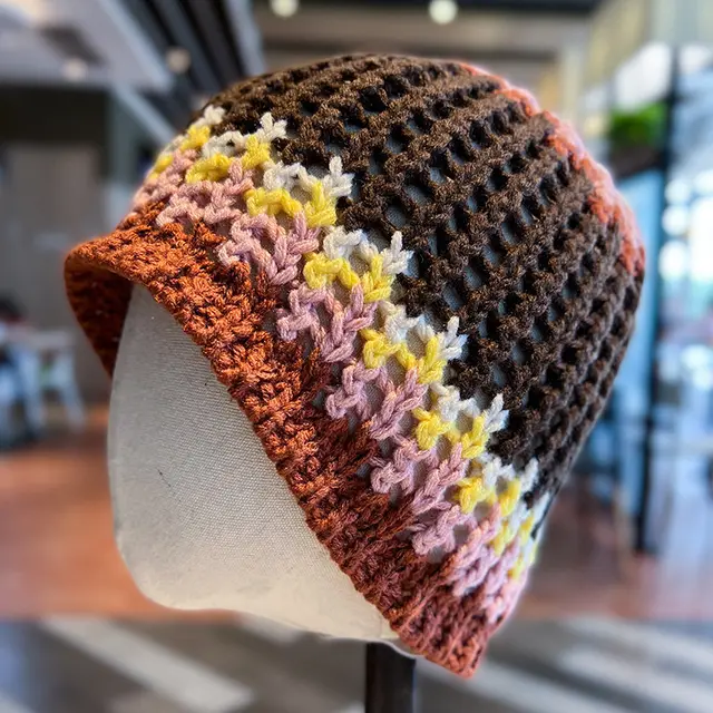 Women's Handmade Knitted Earflaps Woolen Cap Brown - Shop at LoveMi