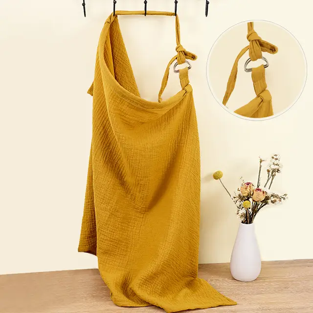Double Layer Pure Cotton Baby Cover Blanket Breastfeed Outwear Towel Anti exposure Shawl Ginger Iron Button - Shop at LoveMi