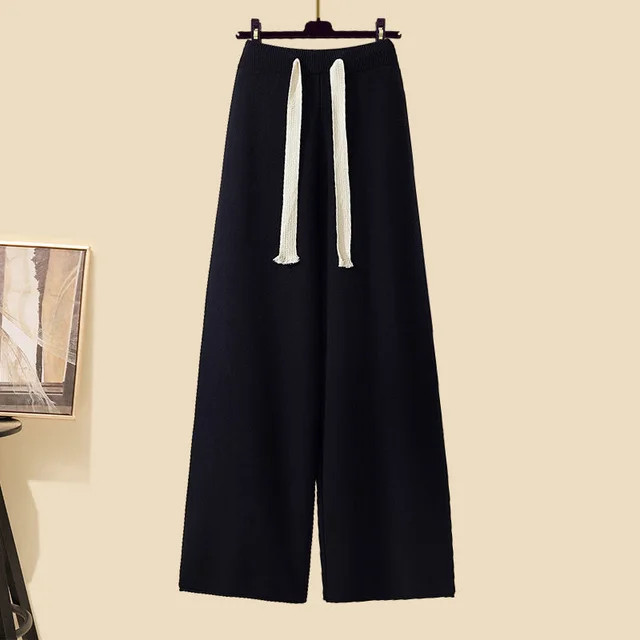 Long Cardigan With Turtleneck Sweater Wide Leg Pants Black Pants - Shop at LoveMi