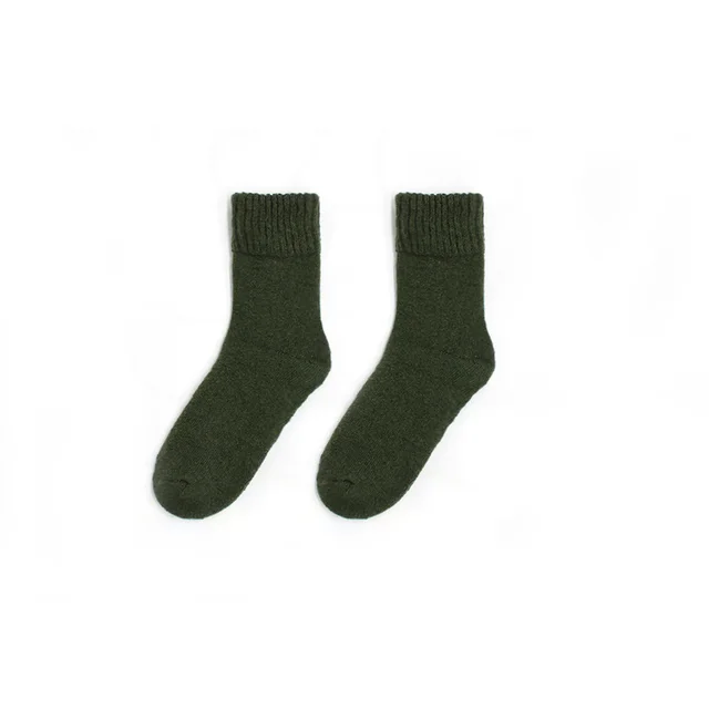 Wool Socks Autumn And Winter Thickening Women Terry Wool Socks Army Green - Shop at LoveMi