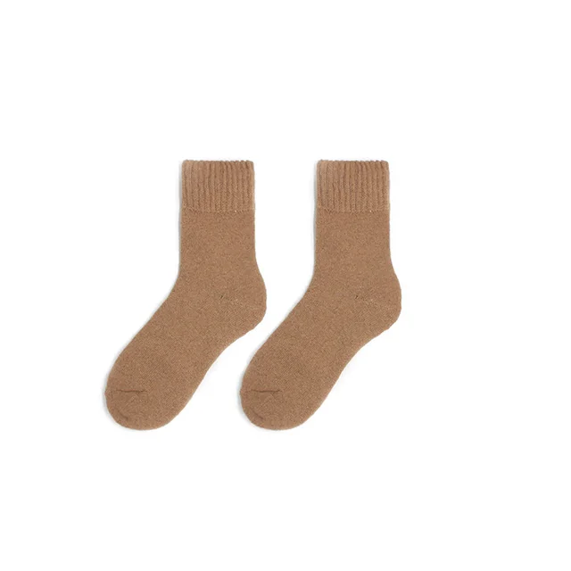 Wool Socks Autumn And Winter Thickening Women Terry Wool Socks Camel - Shop at LoveMi