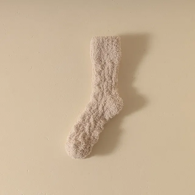 Coral Fleece Socks Women's Autumn And Winter Thickened Apricot - Shop at LoveMi
