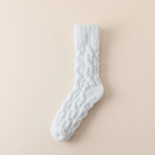 Coral Fleece Socks Women's Autumn And Winter Thickened Gray Blue - Shop at LoveMi