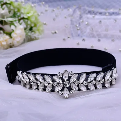 Women's Rhinestone Inlaid Elastic Stretch Belt S69 Black Stretch Belt - Shop at LoveMi
