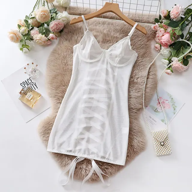 Women's Fashion Transparent Lace Jumpsuit White - Shop at LoveMi
