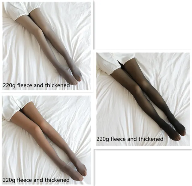 Fake Translucent Plus Size Leggings Fleece Lined Tights Fall And Winter Warm Fleece Pantyhose Women Fleece Lined Pantyhose Thermal Winter Tights ... Set18 - Shop at LoveMi