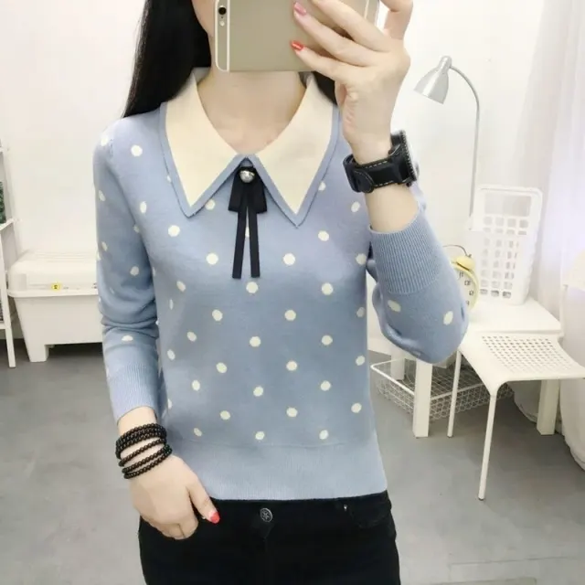 Women's Fashion Loose Sweater Bottoming Shirt Top Blue - Shop at LoveMi