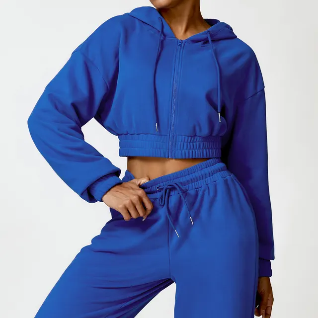 Warm And Loose Long Sleeve Sweater Coat Zipper Klein Blue - Shop at LoveMi