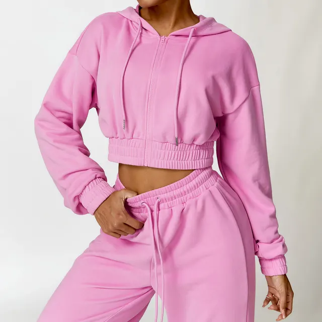 Warm And Loose Long Sleeve Sweater Coat Zipper Pink - Shop at LoveMi